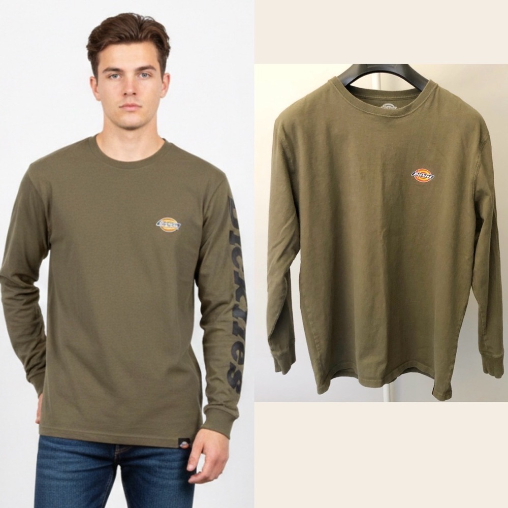 Dickies Men’s Khaki Long Sleeve T shirt
Tee With Logo on the Front. Medium